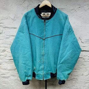Vtg Canvas Santa Fe Style Blanket Lined Western Jacket Comfy Turquoise Cowboy
